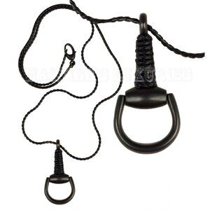 GUCCI NECKLACE HORSEBIT PENDANT .925 STERLING SILVER LEATHER WRAP